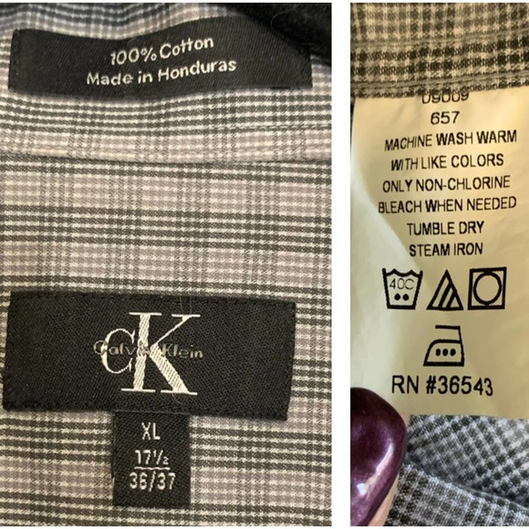 Calvin Klein Grey Plaid Dress Shirt 17.5 XL - Picture 4 of 5